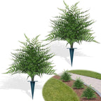 Yangrass Artificial 23" Fern Topiary Ball Trees, 2PCS Fake Fern Bushes Artificial Outdoor Plants with Ground Spikes, UV Resistant Lifelike Faux Greenery Shurbs for Home Garden Patio Porch Decor