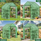 Outdoor Greenhouse with Screen Door,Outside Heavy Duty Walk in Green House for Garden Plants UV Protection Thermostatic Waterproof (Green, 78x56x56 Inch)