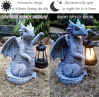 Solar Dragon Garden Statue Decoration with Solar Lantern,Dragon Figurine Lights Outdoor Décor for Yard，Lawn ,Patio, Balcony, Unique Housewarming Ornament