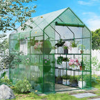 SPECILITE 56×85×77Inch Walk-in Greenhouse, Heavy Duty Small Plant House with Thicken PE Cover and Steel Frame, for Garden, Outdoors, Indoors, Green