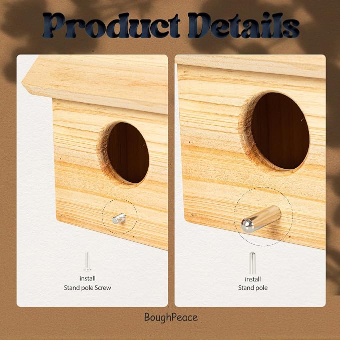 Wooden Bird Houses for Outside Birdhouses Nest Bluebird House for Cardinals Finch Wren Swallow for Garden Viewing 7