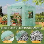 Devoko Walk-in Greenhouse, Instant Pop Up Green House for Outdoors with Zippered Door and 2 Roll-up Windows, PE Cover, Portable and Easy Assemble (Green, 8x6 Feet)