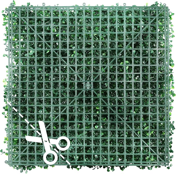 Sunnyglade 12 Pieces 20"x 20" Artificial Boxwood Panels Topiary Hedge Plant, Privacy Hedge Screen Sun Protected Suitable for Outdoor, Indoor, Garden, Fence, Backyard and Decor (12PCS)