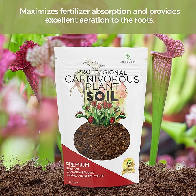 Professional Carnivorous Plant Soil Mix Large 2.2 Quarts Ready to Use, Premium Potting Soil for Venus Flytrap Sundew Pitcher Plant Butterwort, Peat Moss Coco Coir Perlite Blend Made in USA