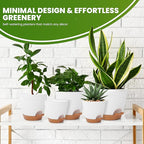 Utopia Home Self Watering Pots for Indoor Plants, Planters for Indoor Plants, Multi-Size Flowerpot, Set of 5 Plant Pots with Drainage & Reservoir, 6.8"/6.4"/5.9"/5.5"/4.9" (White)
