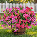 Artificial Flowers for Outdoor Fake Plants for Spring Decoration,Faux Eucalyptus Flowers for Planter UV Resistant Lifelike for Home Porch Garden (Red/Light Purple)