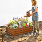 Outsunny Galvanized Raised Garden Bed, 4' x 2' x 1' Metal Planter Box, for Growing Vegetables, Flowers, Herbs, Succulents, Brown