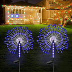 2 Pack 250LED Solar Garden Lights Outdoor, Dual Lighting Modes Firework Lights Solar Powered, Waterproof Twinkle Fairy Light Outside for Yard Patio Pathway Christmas Party Decorative(Blue)