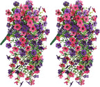 HyeFlora Artificial Flowers for Outdoors Decoration, 2Pcs Fake Hanging Spring Summer Decor, Purple and Hotpink Realistic Plants, UV & Fading Resistant Silk Flower for Porch Patio Balcony Planter Yard