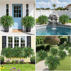 4PCS 45in Fake Ferns- Outdoor Faux Plants, Large UV Resistant Artificial Ferns for Outdoors, Weatherproof Faux Boston Fern Realistic Fake Artificial Plant for Porch Home Garden Patio Hanging Decor