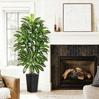 Artificial Dracaena Tree - 6FT Tall Fake Plants with Black Square Planter - Artificial Plants Indoor Floor Plant in Pot - Large Tropical Fake Yucca Potted Tree for Home Office Living Room Decor