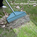 YEELOR Thatch Rake with 66 Inch Adjustable Handle, 17 Inch Wide Durable Dethatcher Rake, Ideal for Garden, Yard and Lawn, Used for Removing Thatch, Pine Needles, Burrs and Acorns