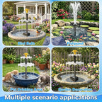Solar Water Fountain for Bird Bath, 2.5W DIY Solar Powered Fountain Pump Kit with 4 Spray Nozzles, 9.54FT Cable for Birdbath, Garden, Pond, Pool, Outdoor