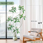Artificial Mahonia Fortunei Tree - 6FT Artificial Plants Indoor, Fake Floor Plant with White Planter, Tall Sumac Faux Plants for Decor Indoor Home Sala Office Hotel Patio Studio（Pink