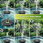SZMP Upgraded 3.5W Full Glass Panel Solar Fountain for Bird Bath, Floating No-Installation Solar Powered Water Fountain Pump with 7 Nozzles, for Garden, Pond Decor (Black)