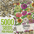 Seed Needs Crazy Zinnia Seeds 15+ Varieties Specialty Blend | 5,000+ Seeds Zinnia Elegans Open Pollinated | Includes California Giants, Candystripe & State Fair Species | Bulk
