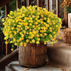 Artificial Flowers Outdoor Fake Plants - 12 Bundles UV Resistant No Fade Faux Plastic Greenery Boxwood Shrubs Home Garden Porch Patio Decoration (Yellow)