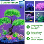 Ameliade Aquarium Artificial Plastic Plants Decoration, Aquarium Tree Decor Set, Goldfish Betta Fish Tank Decorations Hides Accessories (Green)