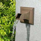 Square 316 Stainless Steel Water Fountain Spout, Outdoor Spillway Scupper with Integrated Spray Baffle, Unique Emitter Water Feature Decor for Patios, Pools, Courtyards, Water Walls(Brown)