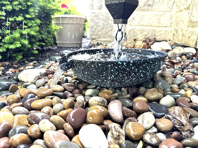 U-nitt 12" Spill Bowl Downspout Catch Basin for Rain Chain Anchoring & Stake | Rainwater Collection for Roof |Gutter Catch Basin | Good for Water Fountain & Birdbath | Patina | Handles Heavy Rain