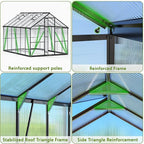 Wanan 8x12FT Greenhouses for Outdoors, Quick Assembly Green House with UV Protection, Heavy Duty Windproof Aluminum Frame, Adjustable Roof Vent for Backyard or Outdoor Garden Use