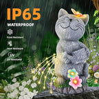 Solar Garden Cat Decor, Animal Statue Outdoor Lights, Mothers Day Birthday Housewarming Gifts for Mom Grandma Women Sister Wife Lady Lover-Patio, Porch, Yard, Balcony Decorations, Lawn Ornaments.