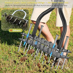 Lawn Aerator Tool with Dual-Layer Self-Cleaning Spikes, 15 Spike Heavy Duty Manual Lawn Aerator for Compact Soil, Anti-Clog Grass Aerator for Yard, Garden & Lawn Care