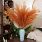 Premium Faux Golden Apricot Pampas Grass – 43.3" Tall Fluffy Warm Decor, 8pcs 18-Branch One-Piece Stems No Assembly, Luxury Silk-Feel Feather Flowers for Boho Modern Decor , Honey Apricot 8 Stems110cm