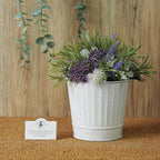 Hosley Pack of 2 White Wash Metal Planters, 5" Diameter x 4.8" High Rustic Farmhouse Buckets for Floral Arrangements, Weddings, Parties, Events & Home Décor