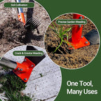 2-in-1 Garden Hoe and Weed Puller Rake, 60 Inch Adjustable Long Handle Weeding Tool Heavy Duty Spring Steel Head with Sand Texture Finish, Weed Remover for Garden, Yard, Lawn, Driveway