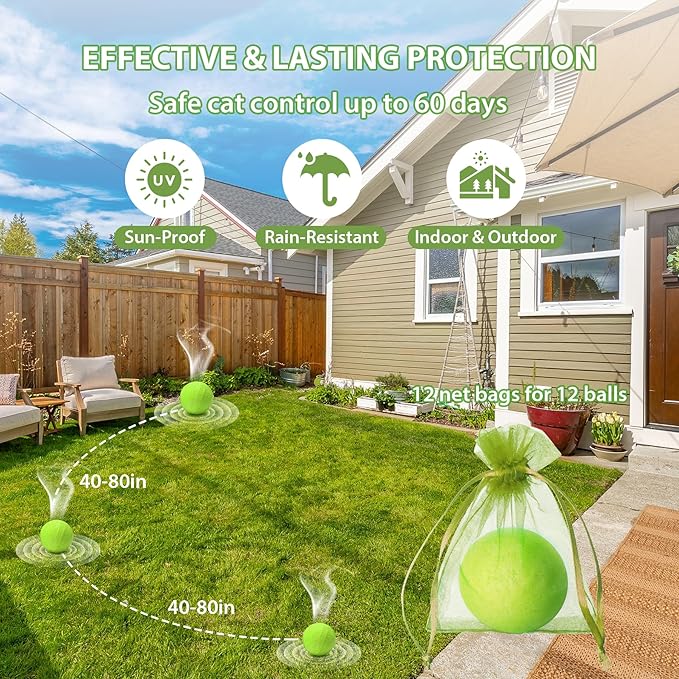 Cat Deterrent Outdoor, 12 Pack Natural Peppermint Oil Cat Deterrent Indoor for Home Against Scratch and Chew Furniture Plants Pet Safe, Keep Stray Feral Cats Out of Yard Garden Lawn