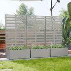 Casaphoria Metal Raised Garden Bed with Trellis, 59"x30"x12" Planter Box for Climbing Plants, Vegetables & Vines, Features Drainage Holes and Privacy Screen, Grey-Harold