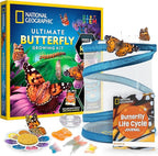 National Geographic Ultimate Butterfly Growing Kit – Butterfly Habitat Kit with Voucher to Redeem 5 Caterpillars (S&H Not Included), Glow-in-The-Dark Figures, Hands-On Activity, Outdoor Toys