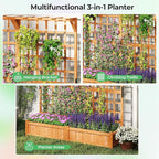 Giantex Large Raised Garden Bed with Trellis & Roof, 72" Wooden Garden Bed, High Trellis for Plant Flower Climbing Pot Hanging, Indoor & Outdoor Planter Box for Yard, Garden, Balcony