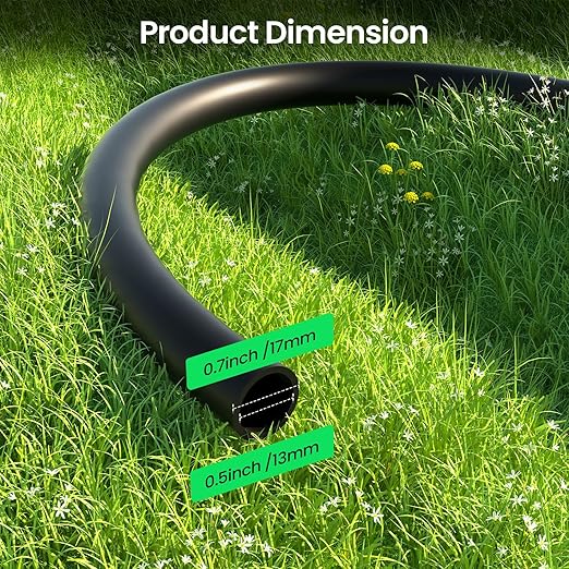 MIXC 1/2 Inch Drip Irrigation Tubing,100FT Main Tubing Hose, Flexible PVC Hose for Irrigation Parts Drip Emitters Drip Irrigation Systems, Black