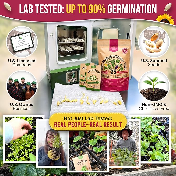 Organo Republic 25 Vegetable Seeds Variety Pack - 16,850+ Non-GMO Heirloom Seeds for Planting Vegetables & Fruits in Individual Seed Packets, Home Garden Seed for Hydroponic, Indoor & Outdoor Garden