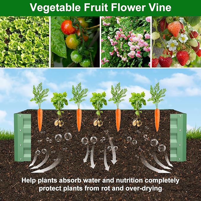 SUNYRISY Galvanized Raised Garden Bed with 87" H Arch Trellis for Climbing Plants Outdoor, Metal Planter Box with Netting for Gardening Flowers Vegetables Fruit, Green