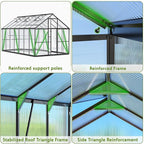 Wanan 8x14FT Greenhouses for Outdoors, Quick Assembly Polycarbonate Green House with UV Protection, Windproof Aluminum Frame Heavy Duty, Adjustable Roof Vent for Backyard or Outdoor Garden Use