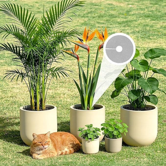 10Pcs Plant Pot Grids, Plant Protector from Cats, Cuttable Breathable Soil Covers Protectors from Animals, Reusable Mesh Guard for Indoor Outdoor Potted Plants & Garden