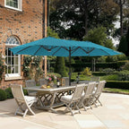 SUPERJARE 13FT Outdoor Umbrella for Patio, Double sided Pool Umbrellas with Fade Resistant Canopy, Large Table Umbrella for Deck, Market, Backyard - Lake Blue