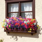 Ivydale 24 Bundles Artificial Flowers for Outdoors Spring Plants Outdoor Decor, Faux Silk Morning Glory Fake Flowers Bulk Petunias Realistic UV Resistant for Outside Porch Patio Window Garden Yard