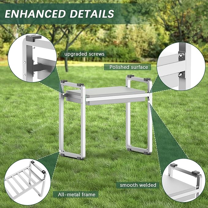 FLINTER Wider Garden Kneeler and Seat, Heavy Duty Thick Gardening Bench for Kneeling and Seat - Garden Kneelers for Seniors, Gardening Stools for Women, Grandparents, Gardeners, Gray