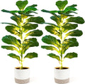 Der Rose 2 Pack 30" Artificial Fiddle Leaf Fig Tree, Mid-Size Realistic Plants Indoor & Outdoor Fake Plants for Apartment Home Living Room Office Decor