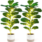 Der Rose 2 Pack 30" Artificial Fiddle Leaf Fig Tree, Mid-Size Realistic Plants Indoor & Outdoor Fake Plants for Apartment Home Living Room Office Decor