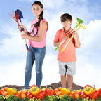 Play22 Kids Garden Tool Set Toy 4-Piece - Shovel, Rake, Hoe, Leaf Rake, Wooden Gardening Tools for Kids Best Outdoor Toys Gift for Boys and Girls