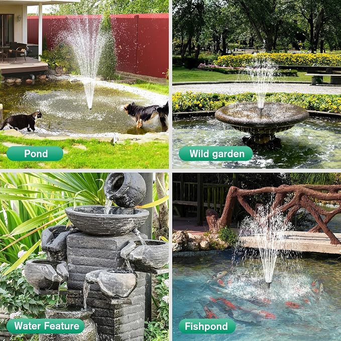 POPOSOAP 35W Solar Fountain Pump, 420GPH Solar Pond Pump with Dry-Run Protection, Solar Powered Water Pump with PVC Tubing, 17Ft Cord for Ponds, Garden, Hydroponics, Waterfall