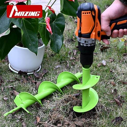 MAZING 16" x 4" Upgraded Spiral Auger Drill Bit for Planting, Heavy Duty Garden Auger Bit, Bulb Planter Tool for Post Hole Digger Plant Flower Bedding Digging