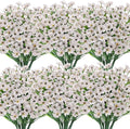 Roberly 24 Bundles Artificial Flowers for Outdoors UV Resistant Silk Fake Flowers Faux Plastic Plants for Porch Garden Window Box Indoor Outdoor Spring Summer Home Farmhouse Decor, White