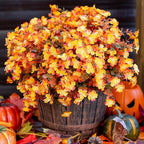 Artificial Fall Flowers Outdoor Fake Mums - 12 Bundles Fake Plants UV Resistant No Fade Faux Plastic Greenery Garden Porch Patio Fall Home Decor(RedOrangeYellow)
