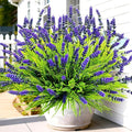 17.8" Tall Artificial Faux Plants Flowers for Outdoor Decorations, UV Resistant Fake Lavender Flowers Realistic Fake Plants Monkey Grass for Porch Garden Patio Window Box Courtyard